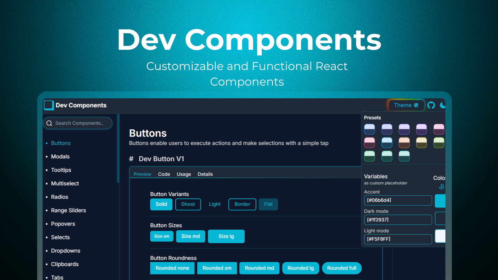 React Developer Components Dev Components | Fully Customizable Functional React Components